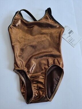 Mondor Gymnastic Dance Kids Metallic Copper Leotard Bodysuit NWT 4-6